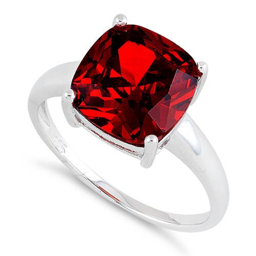 Cushion Cut Garnet CZ Ring