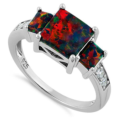 Square Black Lab Opal CZ Ring