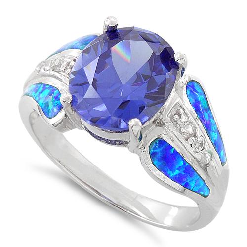 Opal Tanzanite CZ Ring